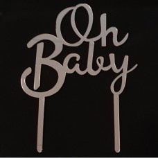 Cake topper Oh baby lila glans
